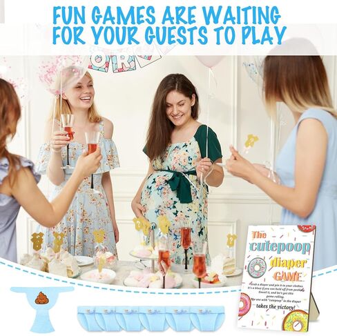 مضحك The Cutepoop حفاضات استحمام الطفل لعبة بنين بنات تحمل علامة استحمام خشبية للأطفال مع 50 قطعة حفاضات صغيرة باللون الأزرق للكشف عن الجنس ديكور حفلة استحمام الطفل in Kuwait