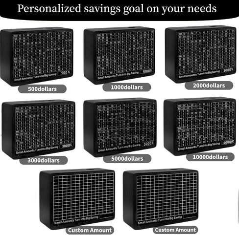 Cash Vault Wooden Money Saving Box, Black One Piece Wooden Cash Savings Box, 10000 Savings Challenge Box with 8 Saving Targets, Coin Money Savings Box with Counter for Kids Boys Girls Gift (Black) in Saudi Arabia