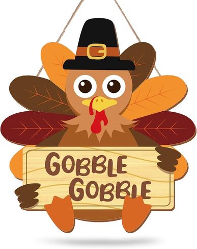 زينة باب عيد الشكر لعيد الشكر من Whaline Fall Thanksgiving، مع ديك رومي يحمل علامة Gobble Gobble، شماعة باب خشبية ريفية لحصاد الخريف، نافذة المكتب المنزلي in Saudi Arabia