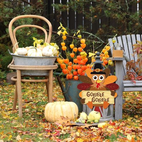 زينة باب عيد الشكر لعيد الشكر من Whaline Fall Thanksgiving، مع ديك رومي يحمل علامة Gobble Gobble، شماعة باب خشبية ريفية لحصاد الخريف، نافذة المكتب المنزلي in Saudi Arabia