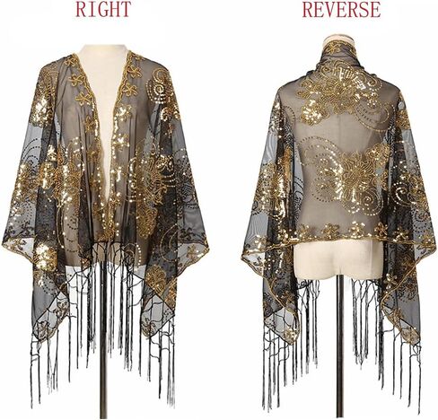 LMVERNA 1920s شال زهرة مطرزة يلتف مهدب مساء كيب الزفاف وشاح شال لحفلات فساتين السهرة in Kuwait