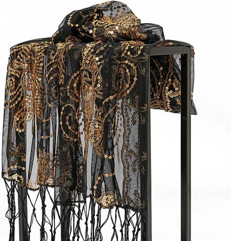 LMVERNA 1920s شال زهرة مطرزة يلتف مهدب مساء كيب الزفاف وشاح شال لحفلات فساتين السهرة in Kuwait