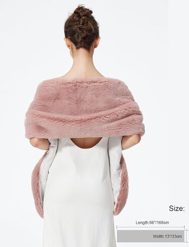 BEAUTELICATE Women Faux Fur Shawl for Wedding Wrap Shrug Bridal Stole Winter Cover Up Bridesmaids in Saudi Arabia