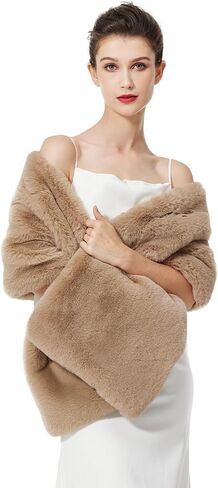 BEAUTELICATE Women Faux Fur Shawl for Wedding Wrap Shrug Bridal Stole Winter Cover Up Bridesmaids in Saudi Arabia