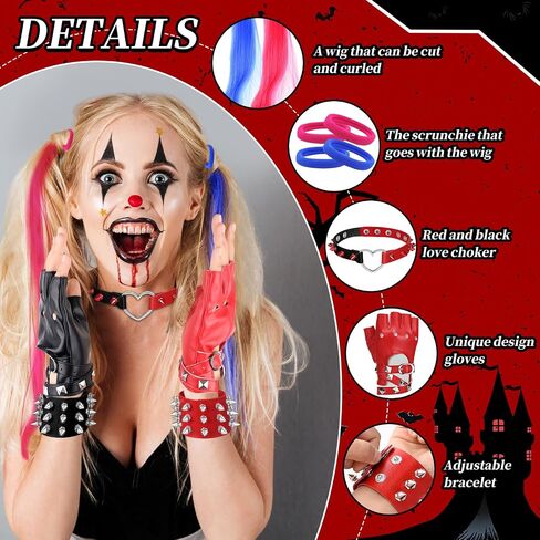 11 Pcs Halloween Punk Cosplay Goth Jewelry Fingerless Glove Choker Bracelets Punk Cosplay Costume Accessories for Women in Saudi Arabia