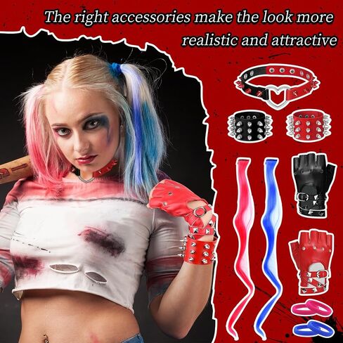 11 Pcs Halloween Punk Cosplay Goth Jewelry Fingerless Glove Choker Bracelets Punk Cosplay Costume Accessories for Women in Saudi Arabia