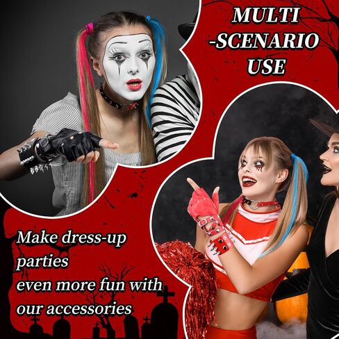 11 Pcs Halloween Punk Cosplay Goth Jewelry Fingerless Glove Choker Bracelets Punk Cosplay Costume Accessories for Women in Saudi Arabia