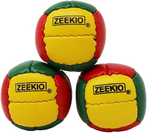 Zeekio Galaxy Juggling Balls- [Pack of 3], Genuine Leather, Millet Filled, 12-Panel Leather Balls, 130g Each, (Green) in Kuwait
