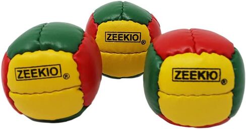 Zeekio Galaxy Juggling Balls- [Pack of 3], Genuine Leather, Millet Filled, 12-Panel Leather Balls, 130g Each, (Green) in Kuwait