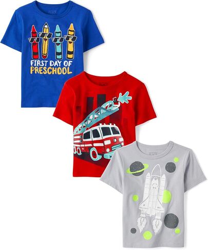 The Children's Place baby boys and Toddler Short Sleeve Graphic T- 3-pack T Shirt, Animal Tracks/ Octopus/ Spots Stripes, 5T US in Saudi Arabia