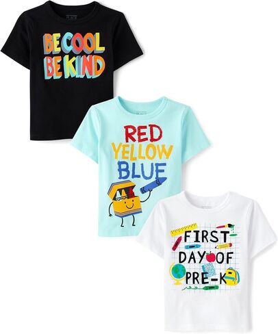 The Children's Place baby boys and Toddler Short Sleeve Graphic T- 3-pack T Shirt, Animal Tracks/ Octopus/ Spots Stripes, 5T US in Saudi Arabia
