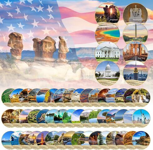 56 قطعة من المتنزهات الوطنية الشهيرة في الولايات المتحدة والمواقع ذات المناظر الطبيعية الخلابة مجموعات العملات المعدنية التذكارية لعيد الميلاد للرجال in Kuwait