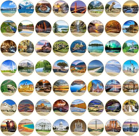 56 قطعة من المتنزهات الوطنية الشهيرة في الولايات المتحدة والمواقع ذات المناظر الطبيعية الخلابة مجموعات العملات المعدنية التذكارية لعيد الميلاد للرجال in Kuwait