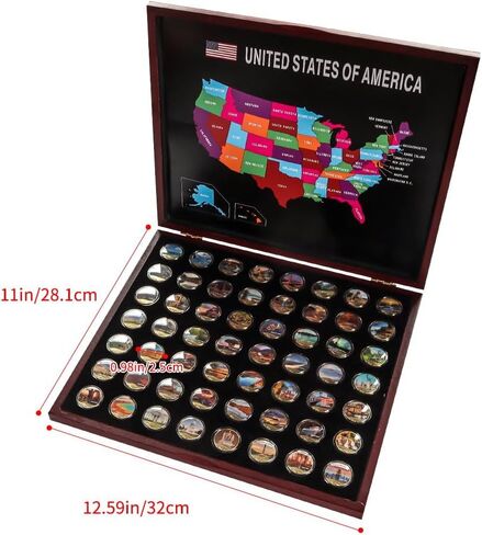 56 قطعة من المتنزهات الوطنية الشهيرة في الولايات المتحدة والمواقع ذات المناظر الطبيعية الخلابة مجموعات العملات المعدنية التذكارية لعيد الميلاد للرجال in Kuwait