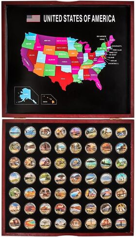 56 قطعة من المتنزهات الوطنية الشهيرة في الولايات المتحدة والمواقع ذات المناظر الطبيعية الخلابة مجموعات العملات المعدنية التذكارية لعيد الميلاد للرجال in Kuwait