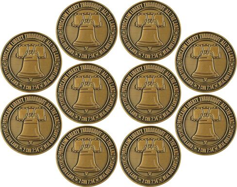 Pledge of Allegiance Coin, Liberty Bell & American Flag Patriotic Military Challenge Coin, Heal Our Land, Freedom Christian Religious Antique Gold Plated Prayer Token Gift in Kuwait
