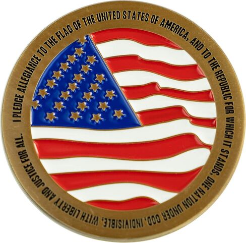Pledge of Allegiance Coin, Liberty Bell & American Flag Patriotic Military Challenge Coin, Heal Our Land, Freedom Christian Religious Antique Gold Plated Prayer Token Gift in Kuwait