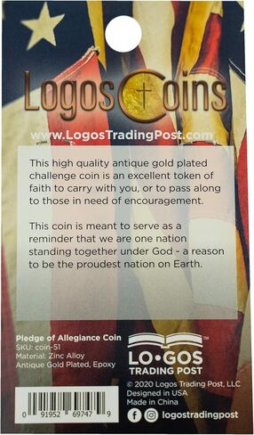 Pledge of Allegiance Coin, Liberty Bell & American Flag Patriotic Military Challenge Coin, Heal Our Land, Freedom Christian Religious Antique Gold Plated Prayer Token Gift in Kuwait