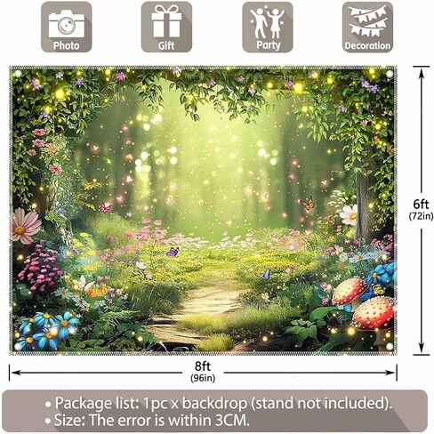 7x5ft Enchanted Forest Photography Backdrop Fairy Garden Banner | Fairytale Magic Wonderland Flowers Princess Background, Kids Girls Party Decoration, Spring Photo Props, Polyester Fabric in Saudi Arabia