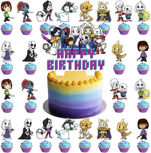 37PCS Undertale Cake Decoration,Undertale Cake Toppers Themed Cake Decoration Undertale Game Cake Topper Themed Birthday Party Supplies for Boy Girl Cake Decoration in Saudi Arabia