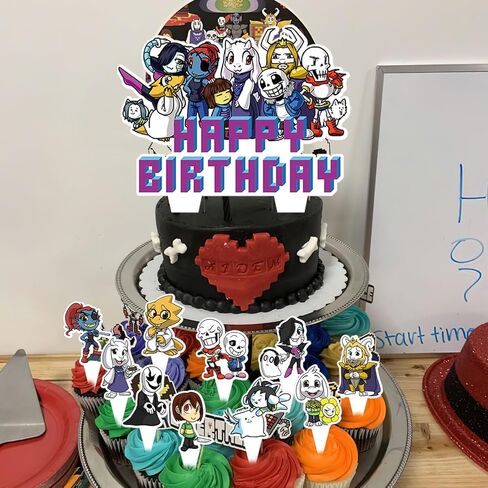 37PCS Undertale Cake Decoration,Undertale Cake Toppers Themed Cake Decoration Undertale Game Cake Topper Themed Birthday Party Supplies for Boy Girl Cake Decoration in Saudi Arabia