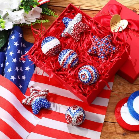 Liliful 20 Sets Christmas Crafts Sequin Ornaments Kit Includes Foam Balls Stars Red White Blue Sequins Christmas Crafts Xmas Tree Ornaments DIY Crafting for Winter Holiday Party Decoration in Saudi Arabia