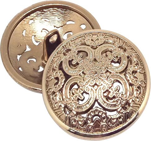 10pcs Clothes Button,Hollow Carved Metal Buttons,DIY Sewing Craft Discover Buttons,Engraving Openwork Metal Shank Buttons(25mm/1Inch,Light Gold) in Saudi Arabia