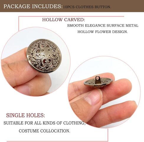 10pcs Clothes Button,Hollow Carved Metal Buttons,DIY Sewing Craft Discover Buttons,Engraving Openwork Metal Shank Buttons(25mm/1Inch,Light Gold) in Saudi Arabia
