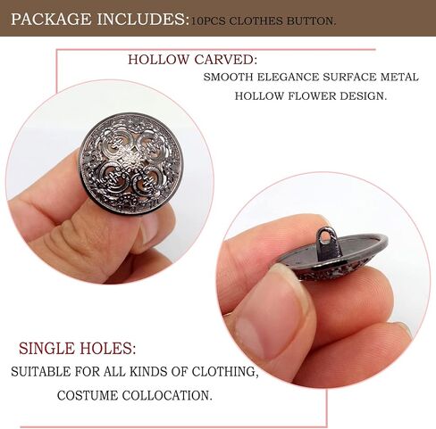 10pcs Clothes Button,Hollow Carved Metal Buttons,DIY Sewing Craft Discover Buttons,Engraving Openwork Metal Shank Buttons(25mm/1Inch,Light Gold) in Saudi Arabia