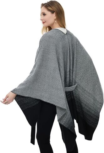 معطف شال نسائي محبوك من Ferand مع حزام قابل للفصل مفتوح من الأمام متدرج لخريف وشتاء in Kuwait