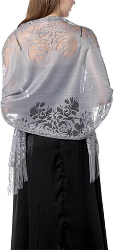 Sup-Coente Victorian Lace Shawls Wraps for Women Vintage Floral Fringe Sheer in Kuwait