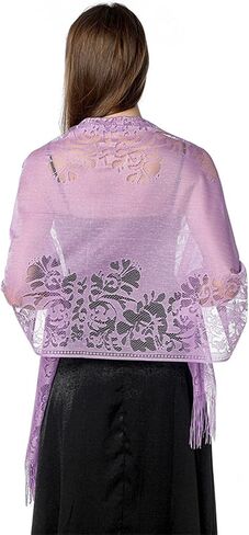 Sup-Coente Victorian Lace Shawls Wraps for Women Vintage Floral Fringe Sheer in Kuwait