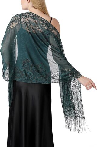 Sup-Coente Victorian Lace Shawls Wraps for Women Vintage Floral Fringe Sheer in Kuwait