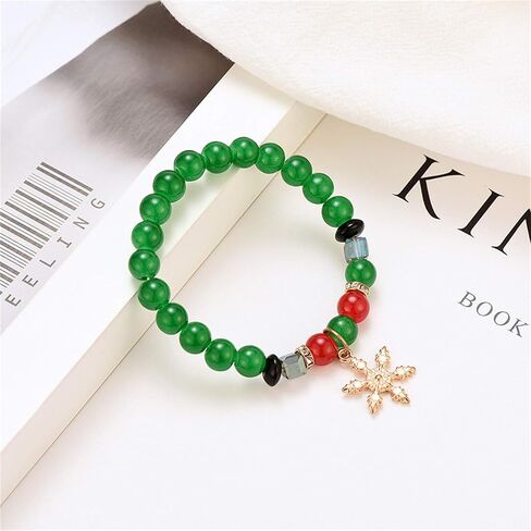 7 Pcs/Set Christmas Multi Color Stretch Beaded Charm Stackable Bracelet Xmas Jingle Bell Snowman Santa Claus Crutches Pendant Beaded Bracelets Adjustable Stretch Strand Elastic Bracelets Jewelry in Saudi Arabia