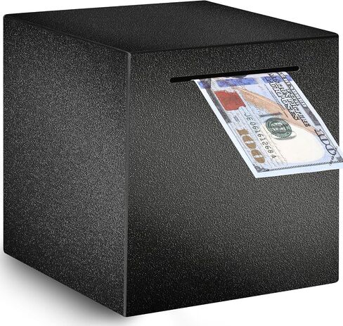 Piggy Bank for Adults Must Break to Open, Vcertcpl Stainless Steel Money Box Safe for Cash Saving, Unbreakable Adults Piggy Bank for Real Money, Metal Money Bank Saving Box (Black, 4.72 inch) in Saudi Arabia