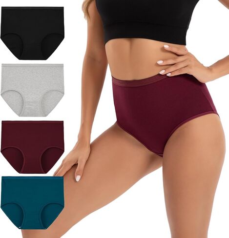 INNERSY Women's Cotton Underwear Super High Waisted Briefs Soft Full Coverage Panties 4 Pack in Saudi Arabia