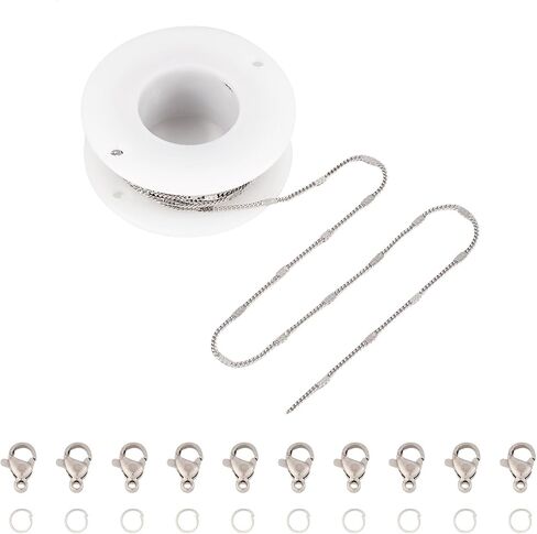 Beadthoven 16.4Ft 2.5mm Stainless Steel Paperclip Chains for Jewelry Making Real 18K Gold Plated Textured Cable Chains Flat Oval Jewelry Chains with Lobster Clasps Jump Rings for DIY Necklace Bracelet in Saudi Arabia