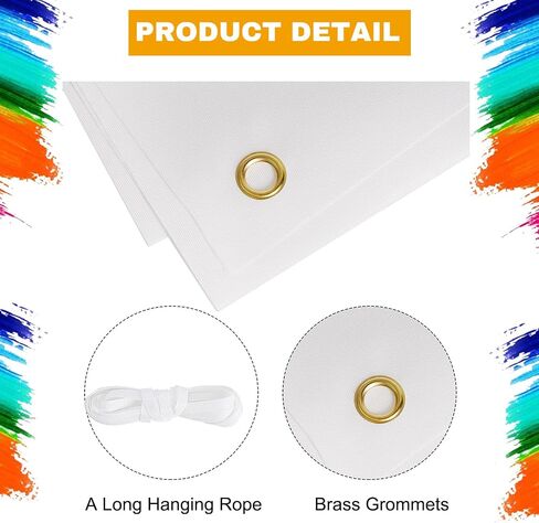 Large Blank Banner Sign, Oxford Cloth White Banner with Hanging Rope for Wall Sign, DIY Painting Writing Banner Flag Indoor Outdoor Display, Anniversary Birthday Party Decoration DIY Banner for Business Office Easy to Hang (180x90cm / 71x35in) in Saudi Arabia
