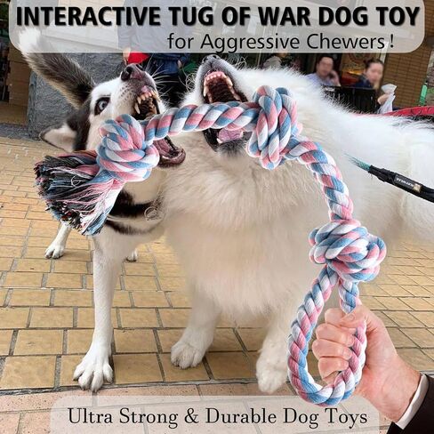 Dog Rope Toys Indestructible Dog Toys, Dog Chew Toys for Aggressive Chewers, Tough Puppy Teething Chew Toys for Boredom, Dental Cleaning Tug of War Dog Toy, Great for Small to Large Breed in Saudi Arabia