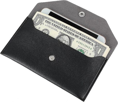 Black Money Envelopes For Cash Pu Leather Envelope Wallet Cash Envelope Wallet Reusable Waterproof Cash Stuffing Wallet For Women For Women Men Budgeting Cash Check Billing(Black) in Saudi Arabia