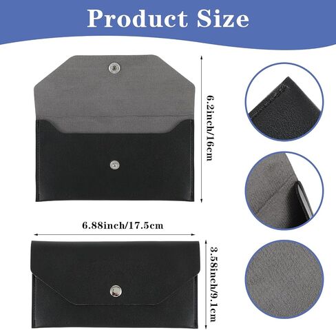 Black Money Envelopes For Cash Pu Leather Envelope Wallet Cash Envelope Wallet Reusable Waterproof Cash Stuffing Wallet For Women For Women Men Budgeting Cash Check Billing(Black) in Saudi Arabia