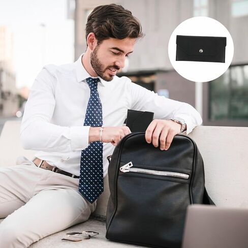 Black Money Envelopes For Cash Pu Leather Envelope Wallet Cash Envelope Wallet Reusable Waterproof Cash Stuffing Wallet For Women For Women Men Budgeting Cash Check Billing(Black) in Saudi Arabia