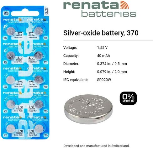 بطاريات ريناتا 370 SR920W - بطارية ساعة أكسيد الفضة 370 1.55 فولت (عدد 2) in Kuwait