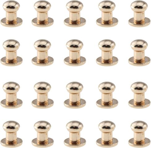 TAODAN 20PCS Light Gold Solid Brass Round Head Button Stud Screw Leather Rivet Chicago Screws Button Rivets for Leather Craft Belt Wallet Handbag Repairs Decoration in Saudi Arabia