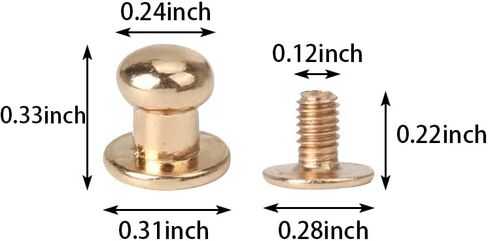 TAODAN 20PCS Light Gold Solid Brass Round Head Button Stud Screw Leather Rivet Chicago Screws Button Rivets for Leather Craft Belt Wallet Handbag Repairs Decoration in Saudi Arabia