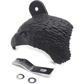 HTTMT MT246-008-A- Chrome Eagle head horn cover Compatible with 1992 and up Harley-Davidson with side mount"cowbell" and all V-rod's With Red LED Light