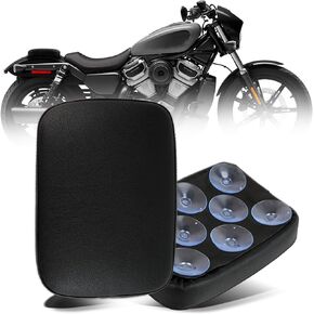 DREAMIZER Motorcycle Leather Pillion Rear Passenger Pad Seat 8 Suction Cup Rectangular Passenger Seat Compatible with Harley Bikes Custom (Brown-Crocodile)