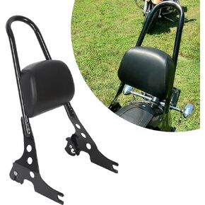 ECOTRIC Detachable Sissy Bar with Backrest Compatible with 2004-Up Harley Sportster XL883C 883R XL1200R 1200C 1200S XLH883 XLH1200 Motorcycle Backrest W/Cushion Pad