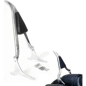 Chrome Detachable Sissy Bar Passenger Backrest Rear Pad Compatible for Harley Davidson Touring Models 2009-2023 Street Glide Road Glide Electra Glide Road King [26"Tall]