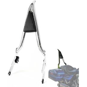 Chrome Detachable Sissy Bar Passenger Backrest Rear Pad Compatible for Harley Davidson Touring Models 2009-2023 Street Glide Road Glide Electra Glide Road King [26"Tall]
